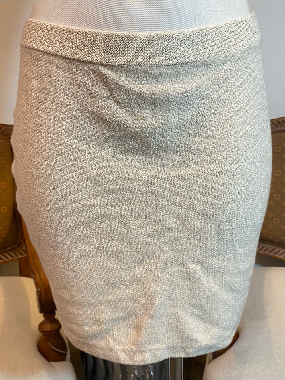 St. John Ivory Sparkly Knit Ultra Mini Pencil Skirt